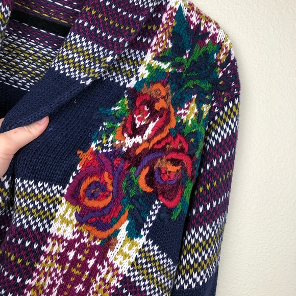 VTG Women's Large Floral Plaid Embroidered Cardiga - Picture 6 of 15